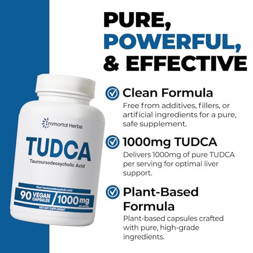 Image of Tudca Supplement 1000mg, 90 Capsules for Liver Support, Non-GMO & Gluten Free Tauroursodeoxycholic Acid Capsules for Adults