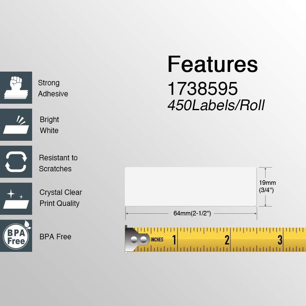 BETCKEY - Compatible DYMO 1738595 (3/4" x 2-1/2") Barcode/File Labels - Compatible with DYMO Labelwriter 450, 4XL, NOT FIT 550 & 5XL [28 Rolls/12600 Labels]