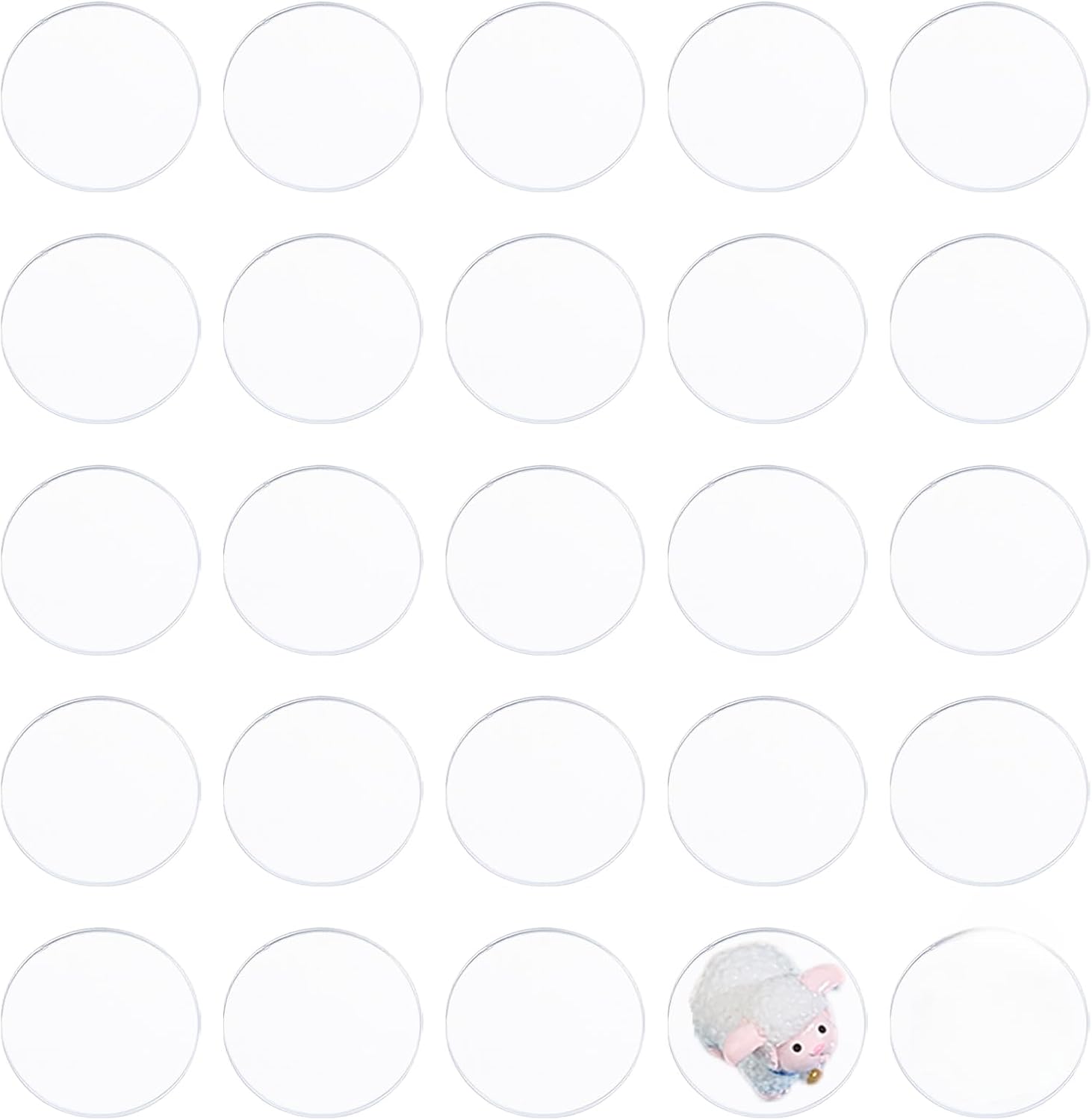NICENEEDED 100 PCS Clear Acrylic Circles, 2.5 CM Circular Miniature Bases Blanks Acrylic Disc, Round Transparent Flat Base for Miniatures DIY Art Projects Suplies