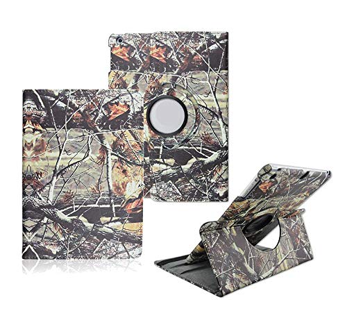iPad Air 2 Case - Tsmine Premium 360 Degree Rotating PU Leather Case Camouflage Branch Straw Mossy Leaves for Apple iPad Air 2 9.7 Inch Tablet, Branches