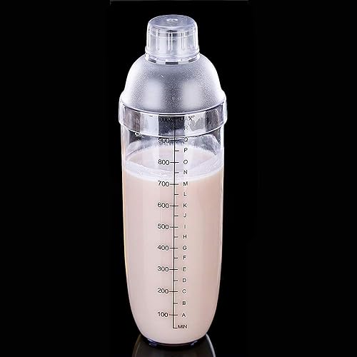 Miniatura 3 de FEOOWV Coctelera de plástico, mezclador de bebidas, agitador manual con taza y escalas, transparente (33 oz  1000cc)