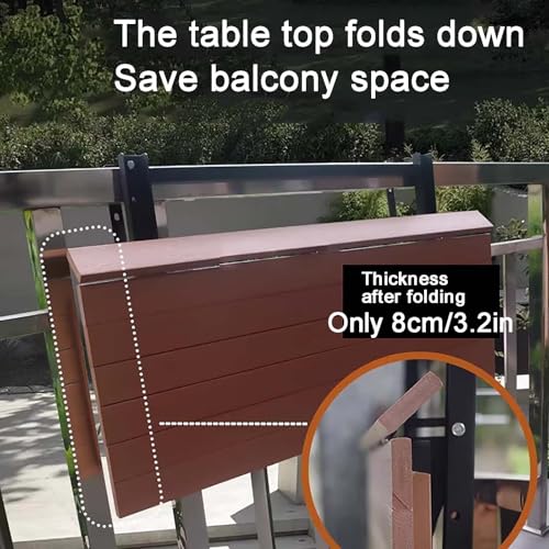 Table de bar pliante pour balcon avec plateau réglable 80 cm - 4