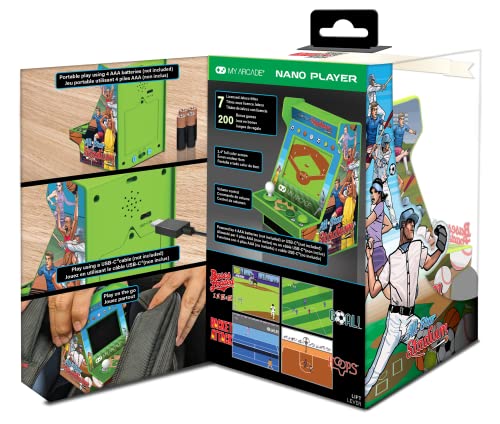My Arcade All Star Stadium Nano Player- Fully Portable Mini Arcade Machine With 207 Retro Games, 2.4" Screen, Green, Small #TOP5