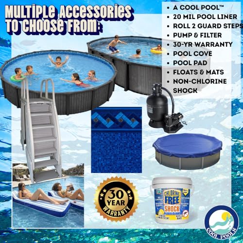 Ultimate Above Ground Metal Resin Pool Package Kit. Premium Aluminum Wall – Saltwater Ready Round & Oval 54\" Deep Pools