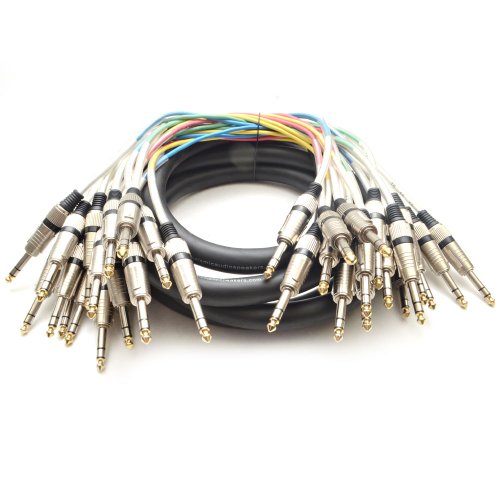 16 Channel 1/4' TRS Snake Cable - 10 Feet Long - Serviceable Ends - Pro Audio Effects Snake for Live...