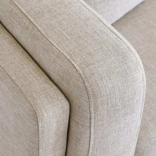 Image of Home Centre | Lansbury NXT Fabric 2-Seater Sofa with Cushions | Sofa for Living Room | Solid Wood | Beige | 1 Year Warranty