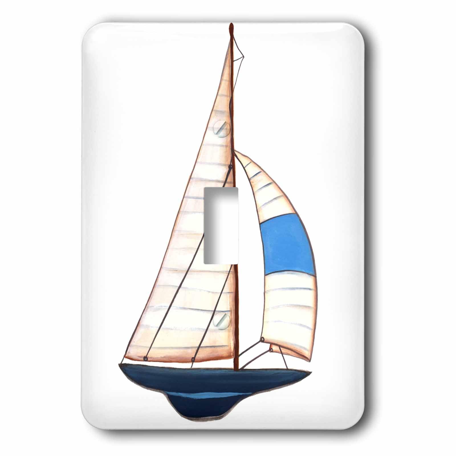 Interrupteur à bascule voilier bleu nautique 3dRose lsp_254842_1 pour chambre enfant thème mer