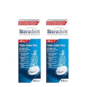 Steradent Kunstgebit Reiniger – Triple Action Plus – 60 stuks x2