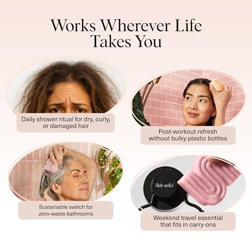Image of Kitsch Castor Oil Shampoo Bar & Coconut Oil Conditioner Bar - Nourishing Shampoo and Conditioner Set for Dry, Damaged Hair - Strengthening Hair Care, Hydrating & Deep-Moisturizing - 2pc set