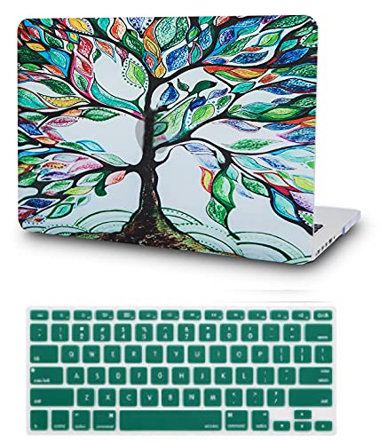 KECC Compatible with MacBook Air 13 inch Case 2018-2021 Release A1932 Retina Display + Touch ID Plastic Hard Shell + Keyboard Cover (Colorful Tree)