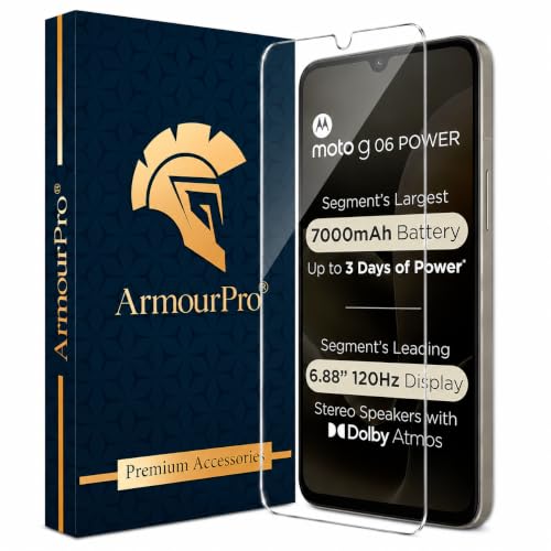 Image of ArmourPro 3D Borderless Tempered Glass for Motorla G06 Power and Moto G06, HD Clear Curved Edge to Edge Screen Protector, 9H Hardness, Oleophobic Coating, Case Friendly | Pack of 1