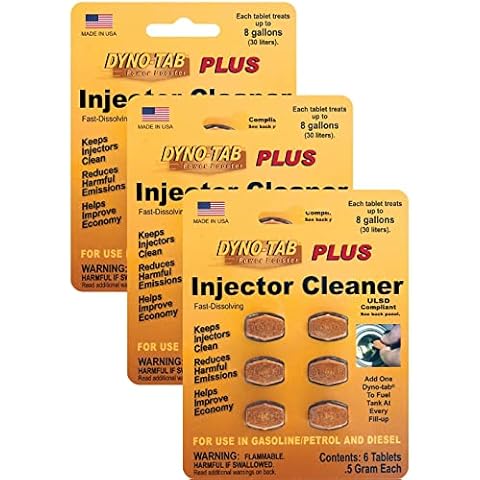 Dyno-tab Injector Cleaner Plus 6-Tab Card, 3-Pack, One Card Treats Three 16 gal/60 Liter Fill-ups, Fast Dissolving, 100% Active Ingredients - NO solvents, 45446-3pk Cover