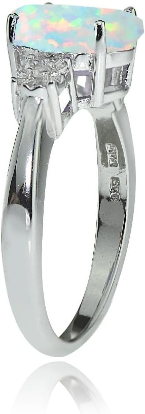 Ice Gems Sterling Silver Created White Opal and Oval Ring - Image 2