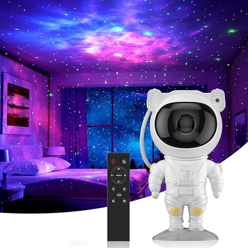 SWIFTVEIN LED-Sternenhimmel Projektor Astronaut Galaxy Light mit Fernbedienung und Timer Sternenprojektor Kinder und Erwachsene Smart Star Projector Weiß Sternlichtprojektor 228x120mm