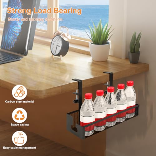 Organizador de Cables Cozary para Escritorio con Ganchos Ajustables, Montaje Bajo Fregadero, de Acero al Carbono, sin Taladro, para Cables de Energía y Red (Oficina/Hogar) miniatura 5