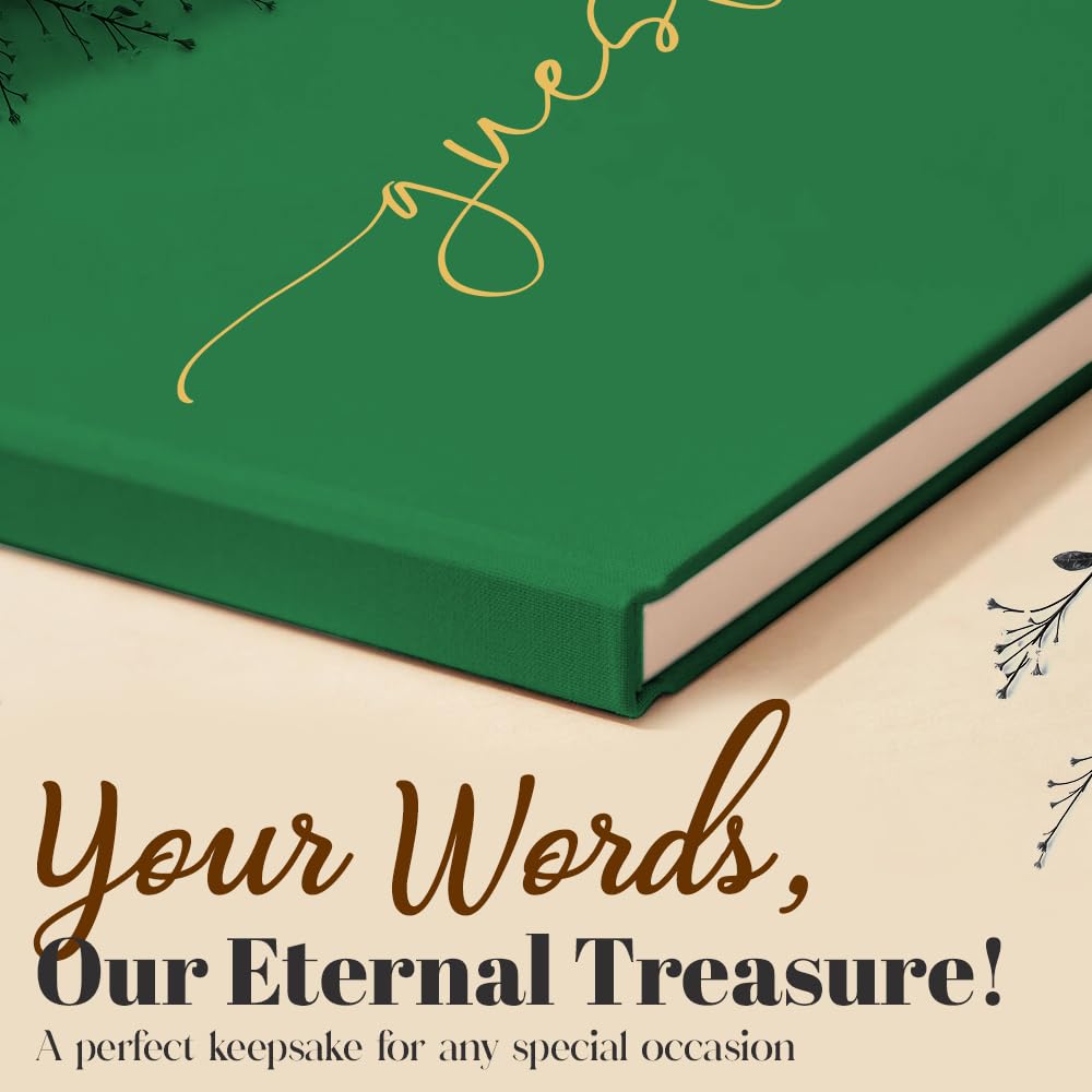 Plantvibes Wedding Guest Book, 120 Thick Pages that Prevent Ink from Bleeding Through, Modern Style with Golden Title - Image 3
