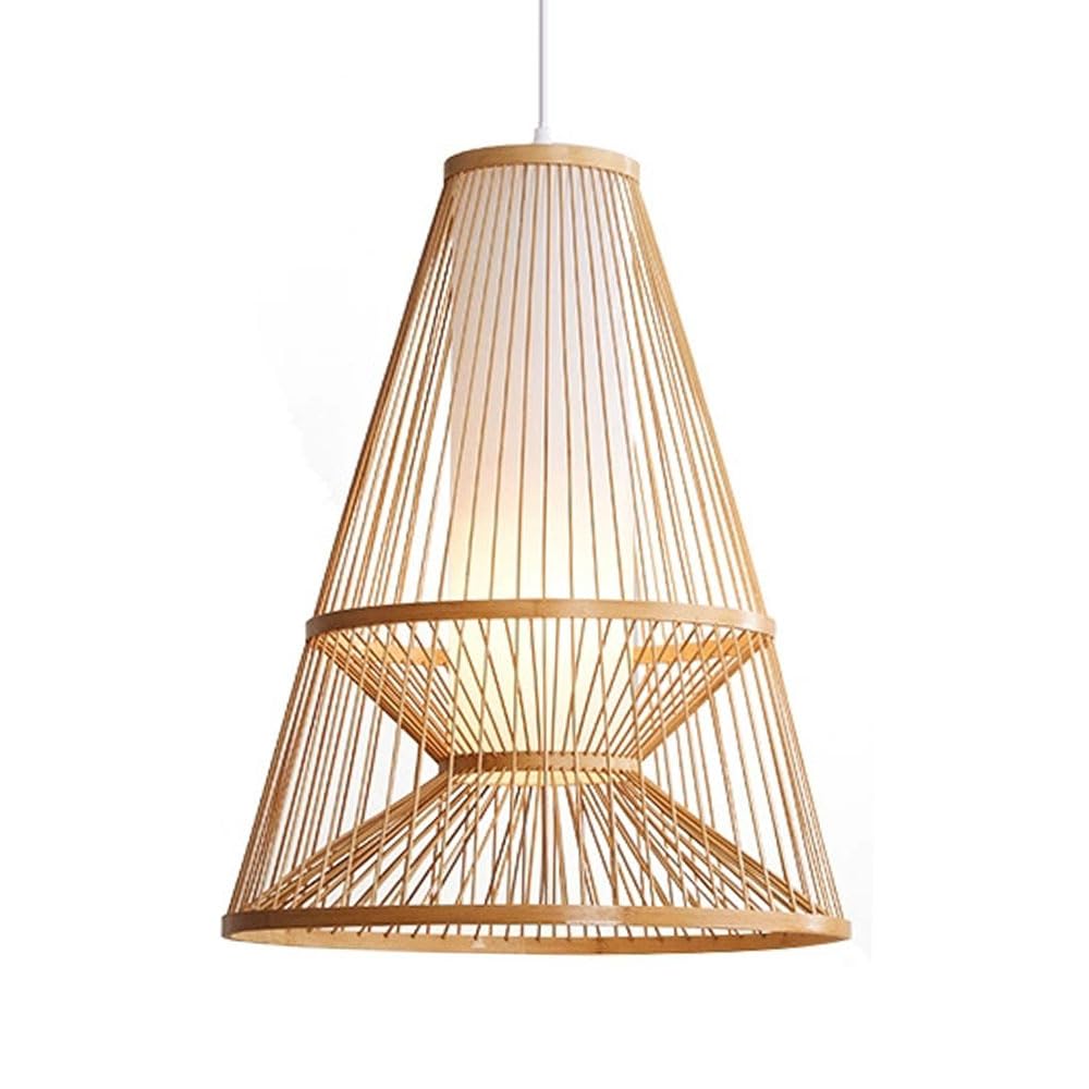 LQZCXMF Large Bamboo Basket Light Fixtures, 1-Light Rustic Farmhouse Handmade Lantern with Faux Parchment Inner Shade for Stairway Bedroom and Hallway Modern Flush Mount Chandelier - Natural Wicker