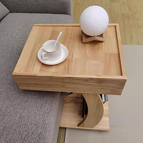 Mesa de centro rústica en forma de C para desayunar en el sofá 7