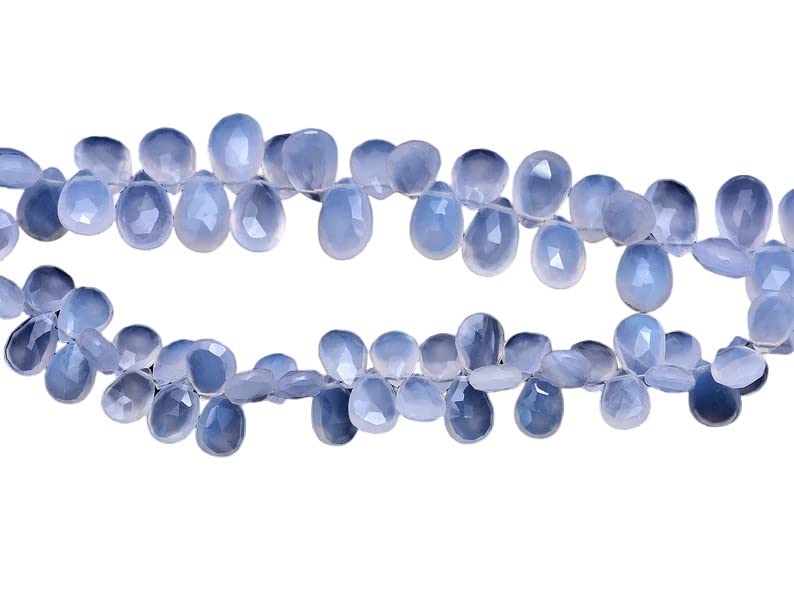 AAA niebieski chalcedon, kamień szlachetny, 7 x 10 mm, fasetowane koraliki briolette, sznurek 20 cm, półszlachetne koraliki chalcedonowe do produkcji biżuterii