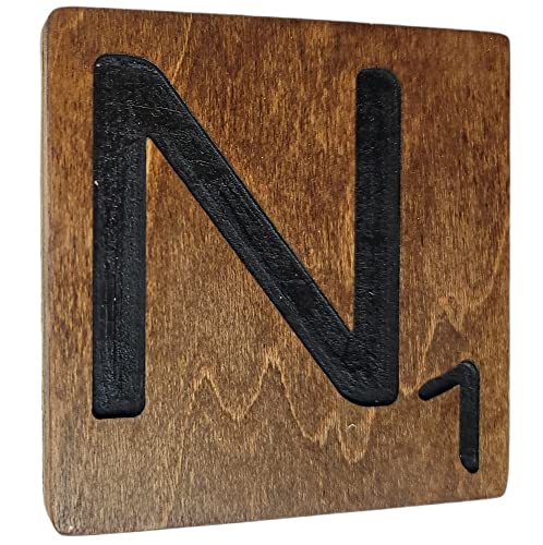 Large Scrabble Tile Letter Huge Oversize Giant Big Wall Art Home Decor Farmhouse Kitchens Living Room Bedroom Gift (5 x 6 Medium, N)