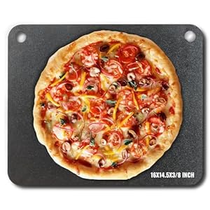 VEVOR Pizza Steel, 16″ x 14.5″ x 3/8″ Pizza Steel Plate for Oven, Pre-Seasoned Carbon Steel Pizza Baking Stone with 20X Higher Conductivity, Heavy Duty Pizza Pan for Outdoor Grill, Indoor Oven