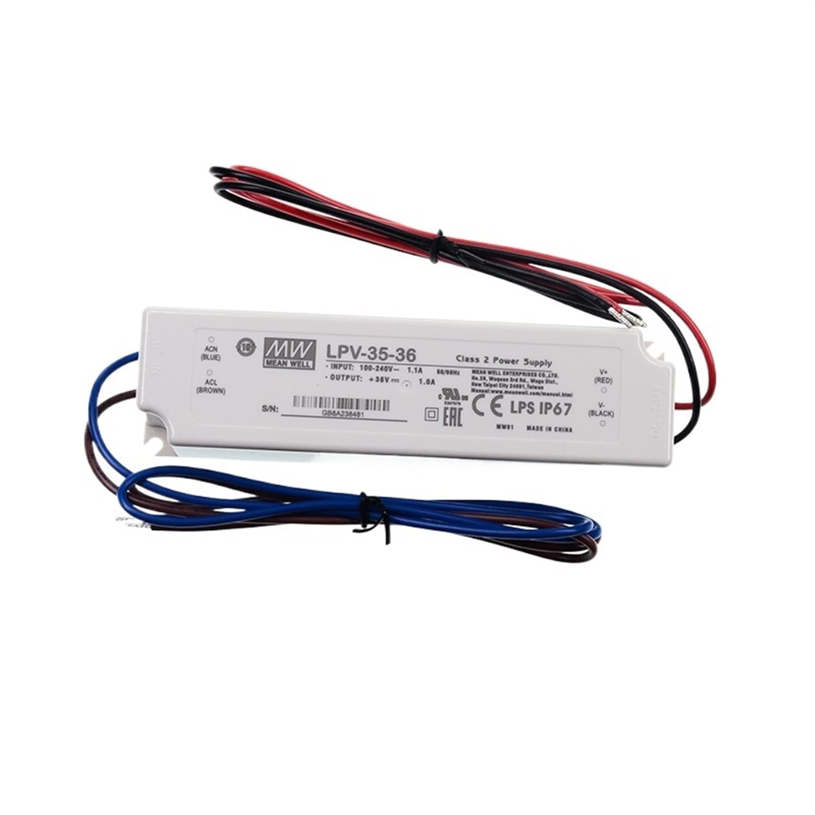 FCARUMIQP LPV-35 LED Driver 110/220VAC To 5V 12V 15V 24V DC 36W Waterproof IP67 Constant Voltage Switching Power Supply(Lpv-35-36 36v 1a)