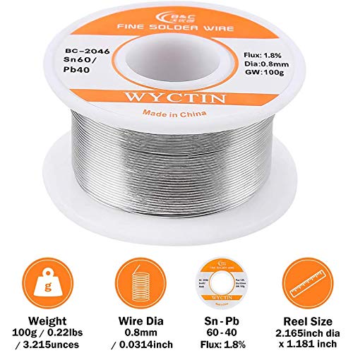 Wyctin 0.8Mm 100G 60/40 Rosin Core Tin Lead Roll Soldering Solder Wire #TOP1