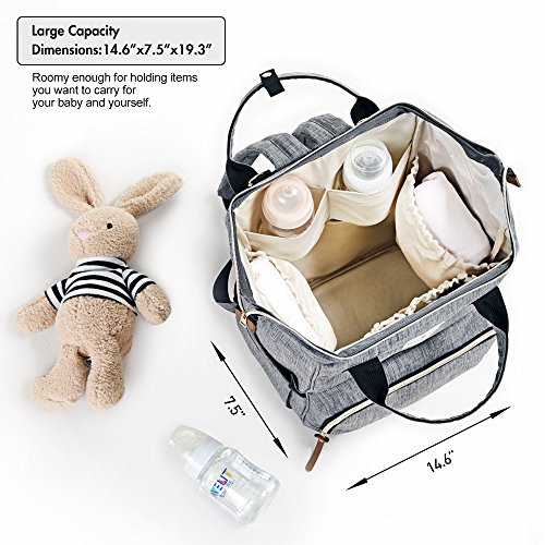 Diaper Bag Backpack, Multi-Function Waterproof Baby Nappy Changing Bag with Insulated Bottle Pocket, Durable Stylish & Large Capacity by Ramhorn