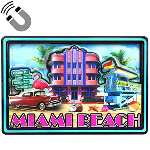 World By Shotglass Miami Beach Hotels Dual Layer MDF Wood Magnet 2.25