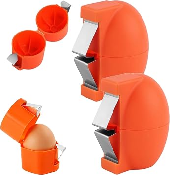 Egg Shell Opener Egg Cracker Tool, 2026 New Eggs Separator Tools for Raw and Hard Boiled Eggs Peeler Shell Remover, Egg Cracking Peeling Tool Portable Kitchen Gadgets for Cooking Baking Orange, 2pcs