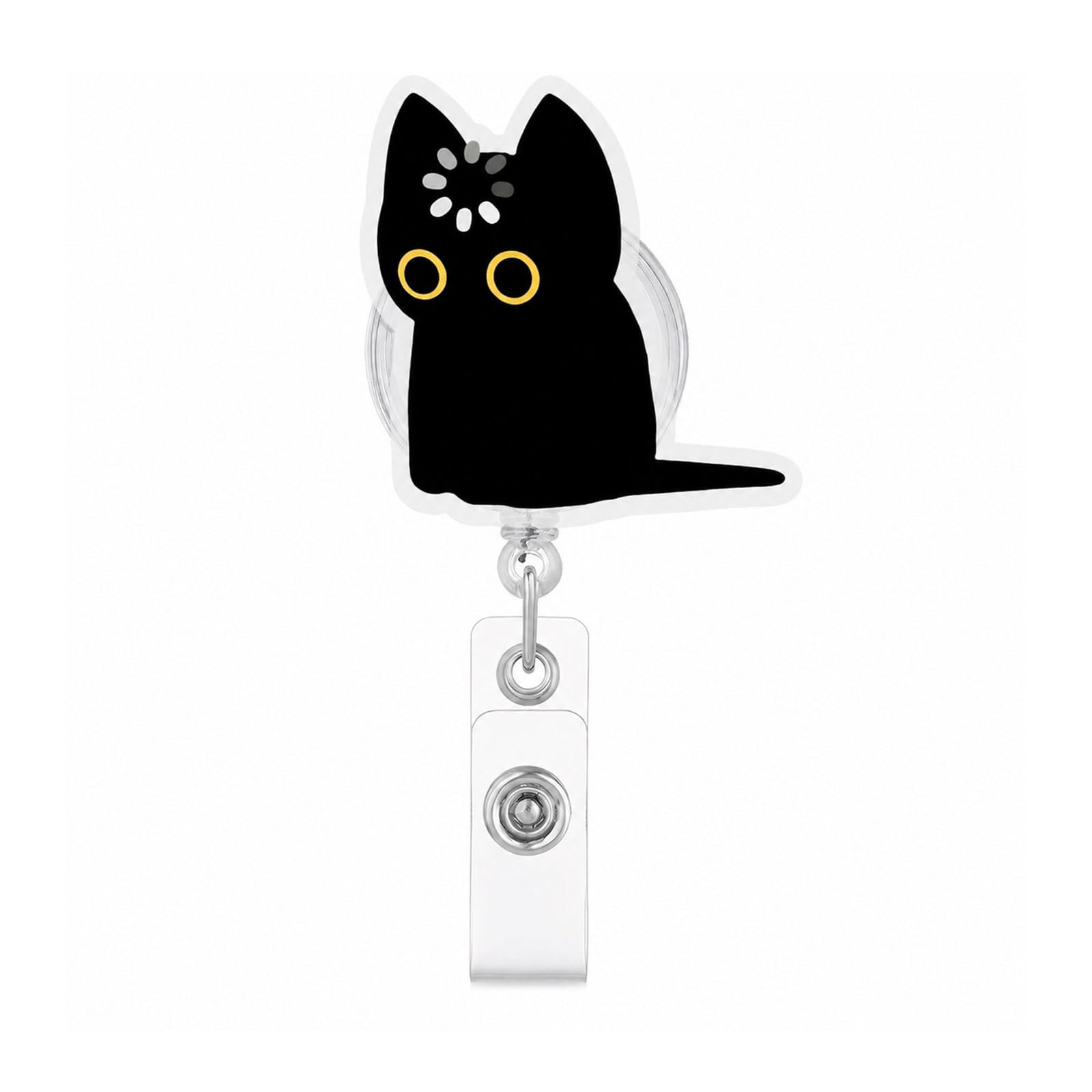 Funny Loading Cat Badge Reel Retractable Clip ID Holder Nurse Teacher