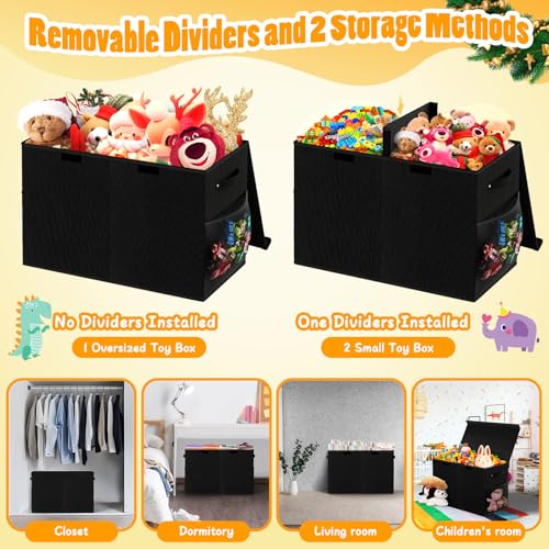 image for Rocamdo Large Toy Storage Box with Lid Divider, Sturdy Collapsible Toy