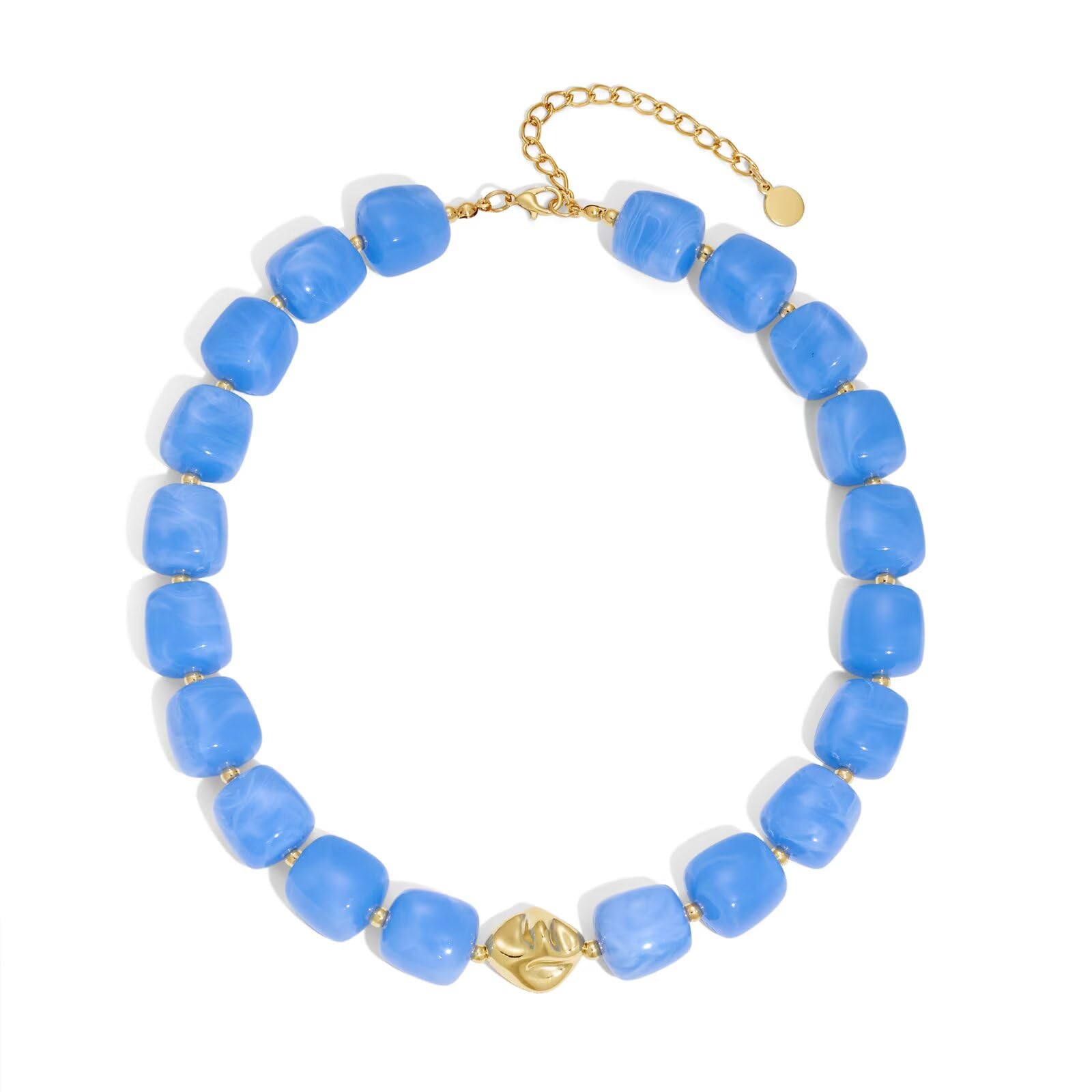 Colorful Chunky Necklaces for Women Multicolored Large Square Acrylic Beads Necklace Trendy Bold Statement Beaded Necklace Summer Vacation Choker Jewelry — view 14