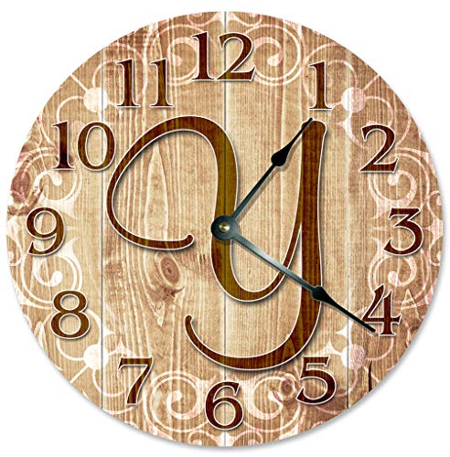 Reloj de pared redondo decorativo letra Y 10.5"