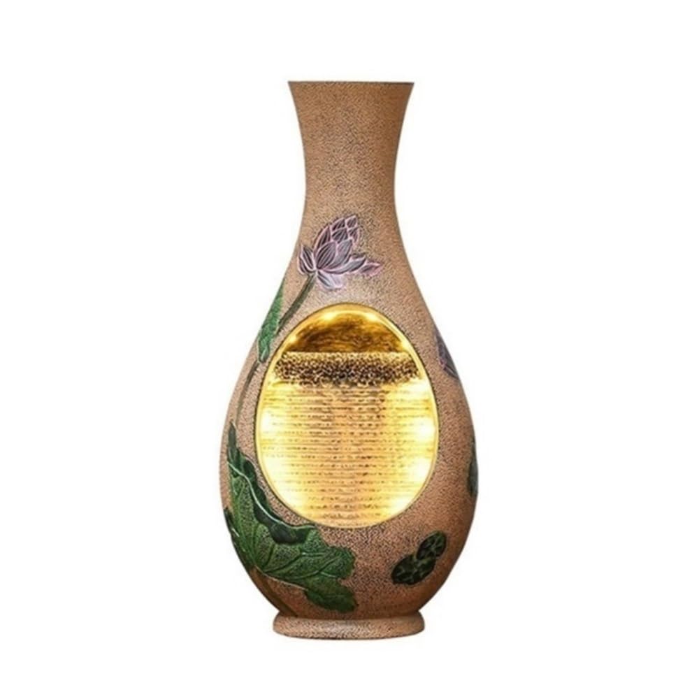 Fontaine d'intérieur de style chinois en marron avec vase