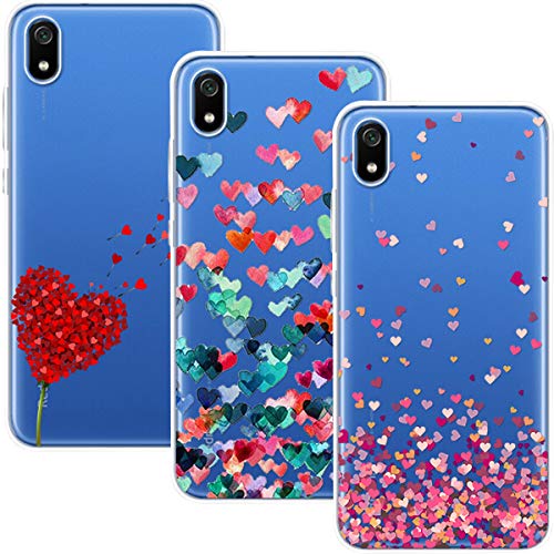 Young & Ming Compatible para Xiaomi Redmi 7A Funda, (3 Pack) Transparente Ultrafina Carcasa Delgado antigolpes Resistente, Amor