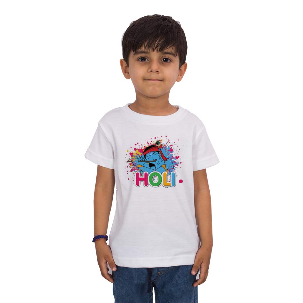LIMIT Fashion StoreKrishan Kanhaiya Holi Design T shirt PolyCotton Half Sleeve (Boys/Girls)