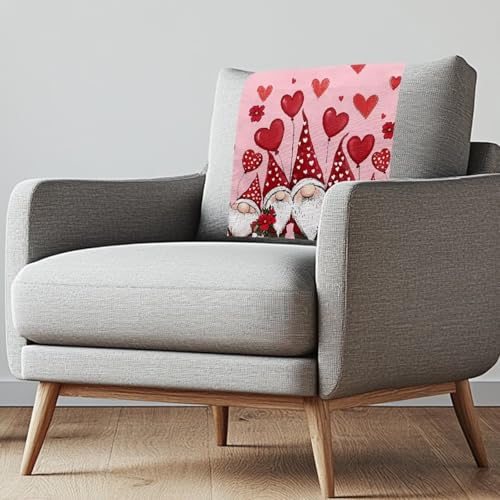 ZDCUSTOM Valentine's Day Decor Recliner Headrest Protector Cover Dust Proof Cover for Recliner Head Rest, Valentine's Gnome Print Sofa Slipcover