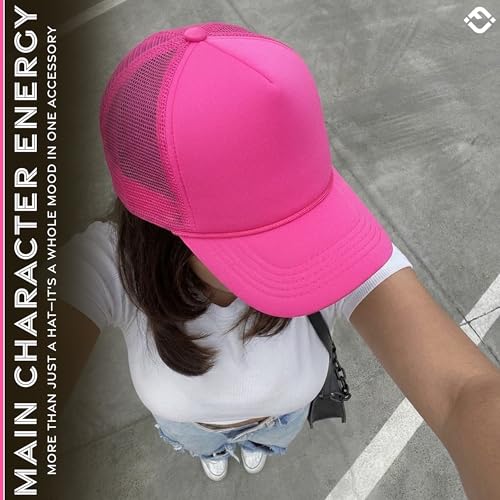 Image of Funky Junque Foam Trucker Hat, Trucker Hats for Women & Men - Blank Adjustable Snapback Mesh Back Baseball Cap