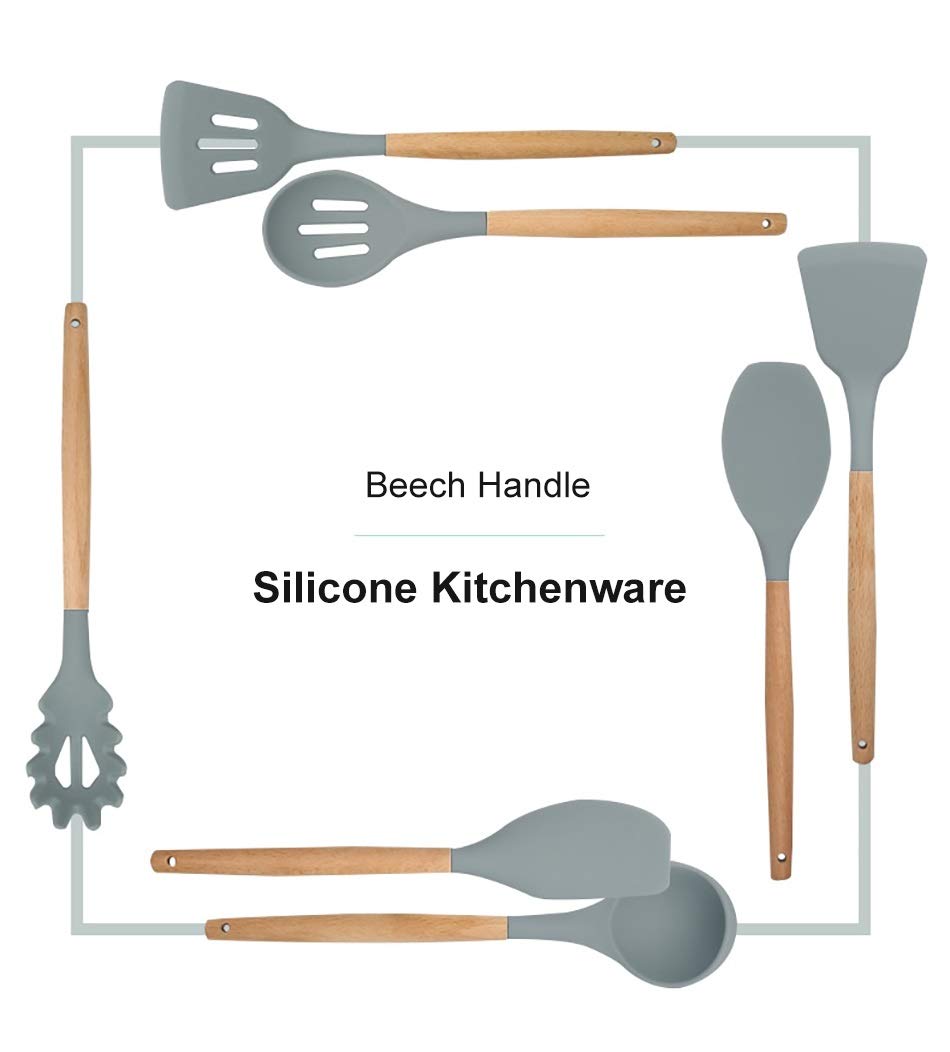 Silikon-Multifunktions-Küchenwerkzeug-Set, antihaftbeschichtet, Kochutensilien, Küchenzubehör, Lebensmittelqualität, hitzebeständiges Küchengeschirr (Größe: 7 Stück) ()