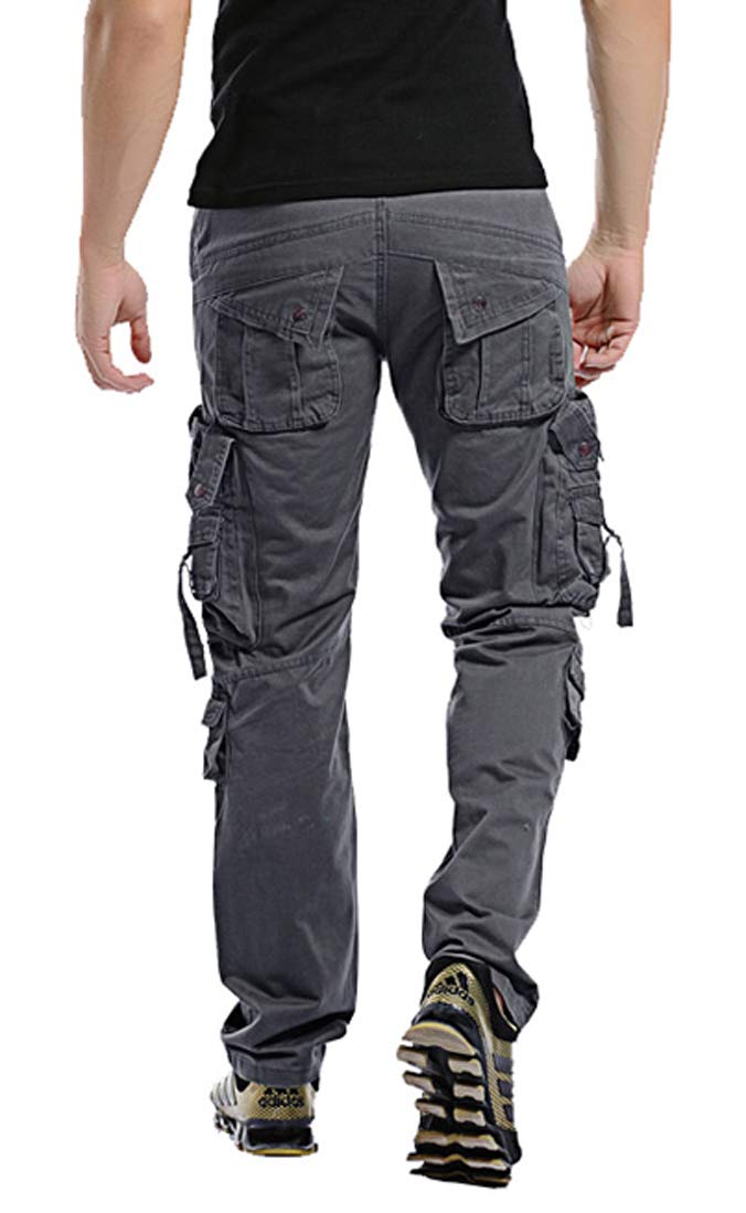 Hommes Pantalons 100% Coton Cargo Sport Multi-Poches Epais Outdoor Lâche