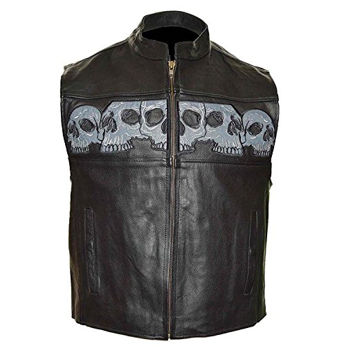 Vance Leather Men's Reflective Skull Vest : Amazon.ca