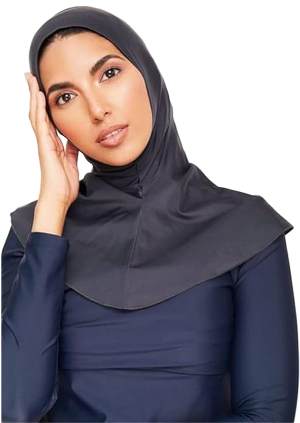 BaJooruly Women's Full-Coverage Swimming Cap Hood Muslim Hijab Shawl Cap Full-Coverage Women's Neck Protection (DarkGrey)