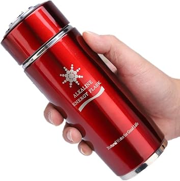 Water Glass, Stainless Water Bottle Portable Nano Balance Bio Energy Lonizer Cup Flask Portable Water Filter for Hiking, CampingRed