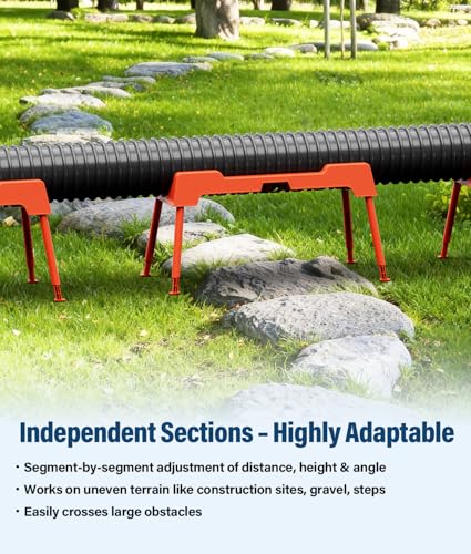 Image of RV Sewer Hose Support, 10FT Heavy-Duty Camper Waste Hose Holder with 5 Foldable Sections, Adjustable & Stable Waste Drainage Support with Strap, Stackable & Weather-Resistant, Orange (Patent Pending)