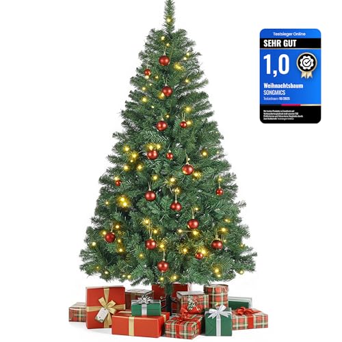 SONGMICS Künstlicher Weihnachtsbaum, mit Beleuchtung, 180 cm hoher...