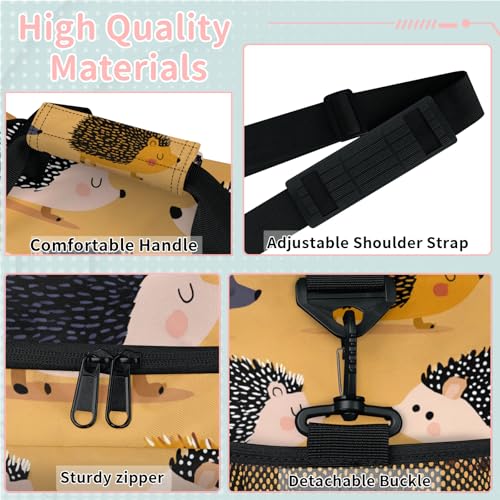 Hedgehog Colorful Cartoon Travel Duffel Bag Weekender Overnight Bags for Women Men Foldable Waterproof Tote Bag with Trolley Sleeve3