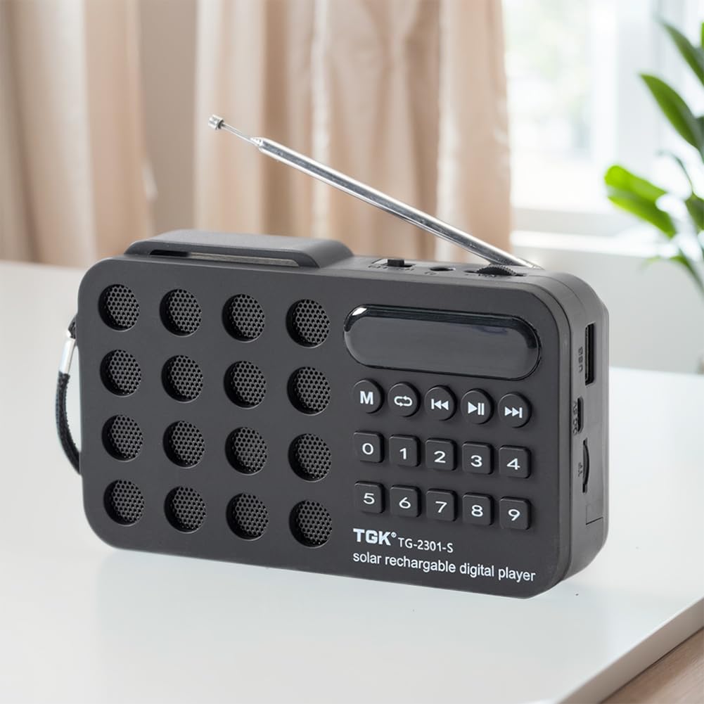 Haut-parleurs Bluetooth sans fil avec lecteur de carte TF USB, récepteur radio FM, batterie rechargeable solaire, haut-parleur radio numérique