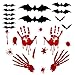 TIANLIN Halloween Fensteraufkleber, 24 Stück Dekorative Gruselige Fledermäuse Wandaufkleber und blutige Hände Fensteraufkleber, Für Halloween Eve Decor Home Fenster Dekoration