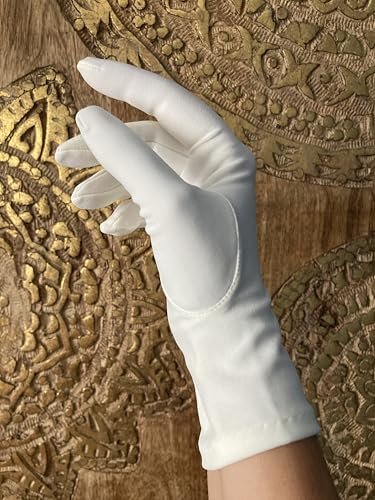 Guantes de novia marfil claro de raso mate complementos nupciales 3